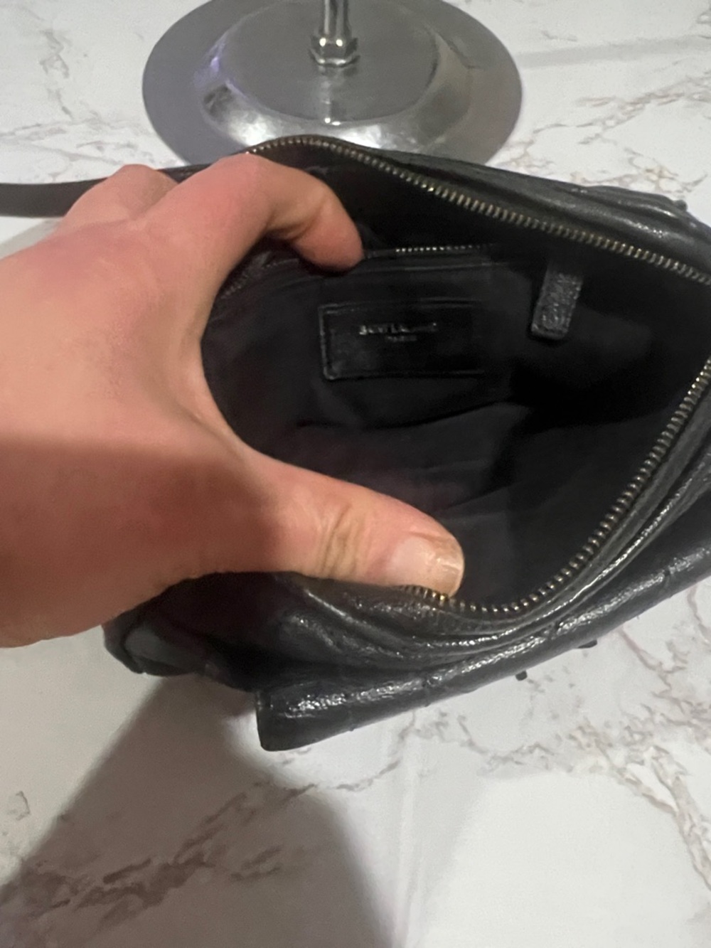 Saint Laurent Black Quilted Leather YSL Mini Crossbody Pouch - Picture 6 of 10